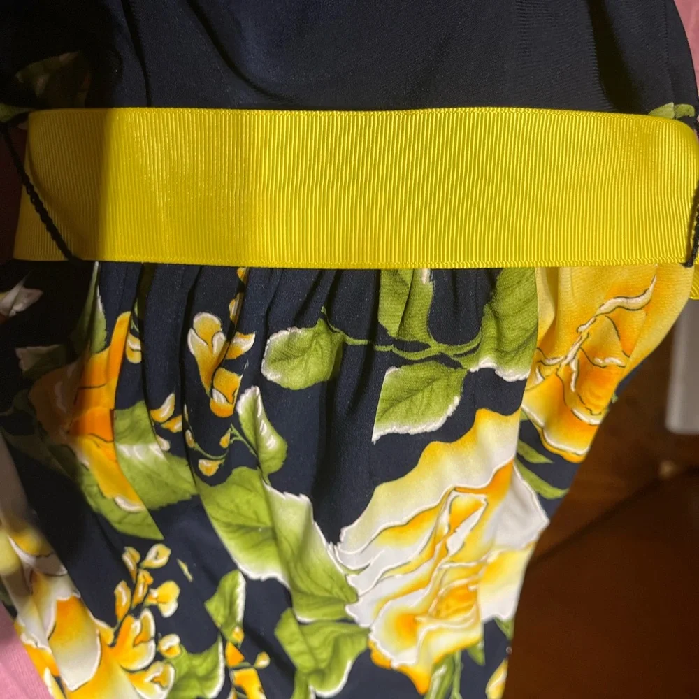 Navy Blue and Yellow Floral Dress - Picture 6 of 6